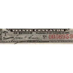 Cuba - Pick 53a - 20 centavos - Série I - 15/02/1897 - Etat : TTB+