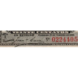 Cuba - Pick 53a - 20 centavos - Série I - 15/02/1897 - Etat : SPL