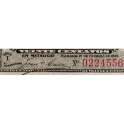 Cuba - Pick 53a - 20 centavos - Série I - 15/02/1897 - Etat : SUP
