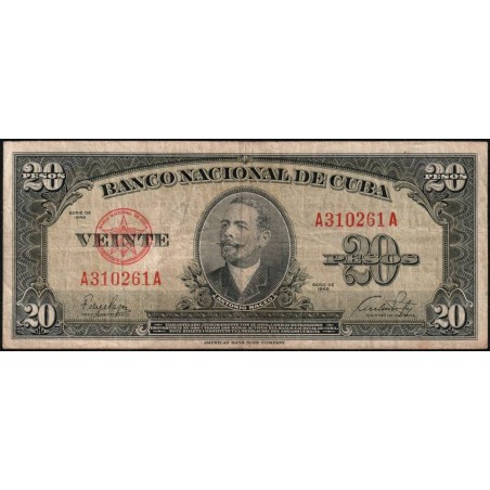 Cuba - Pick 80a - 20 pesos - Série A A - 1949 - Etat : TB