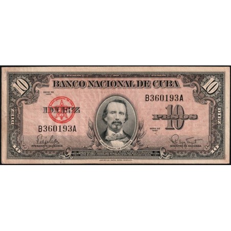 Cuba - Pick 79b - 10 pesos - Série B A - 1960 - Etat : SUP-