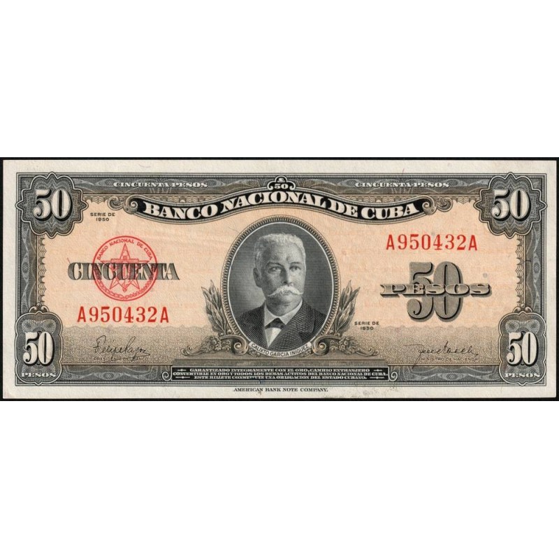 Cuba - Pick 81a - 50 pesos - Série A A - 1950 - Etat : TTB+