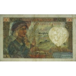 F 19-09 - 24/04/1941 - 50 francs - Jacques Coeur - Série X.71 - Etat : TTB-