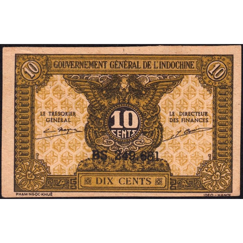 Indochine Française - Pick 89a_2 - 10 cents - Série BS - 1944 - Etat : NEUF