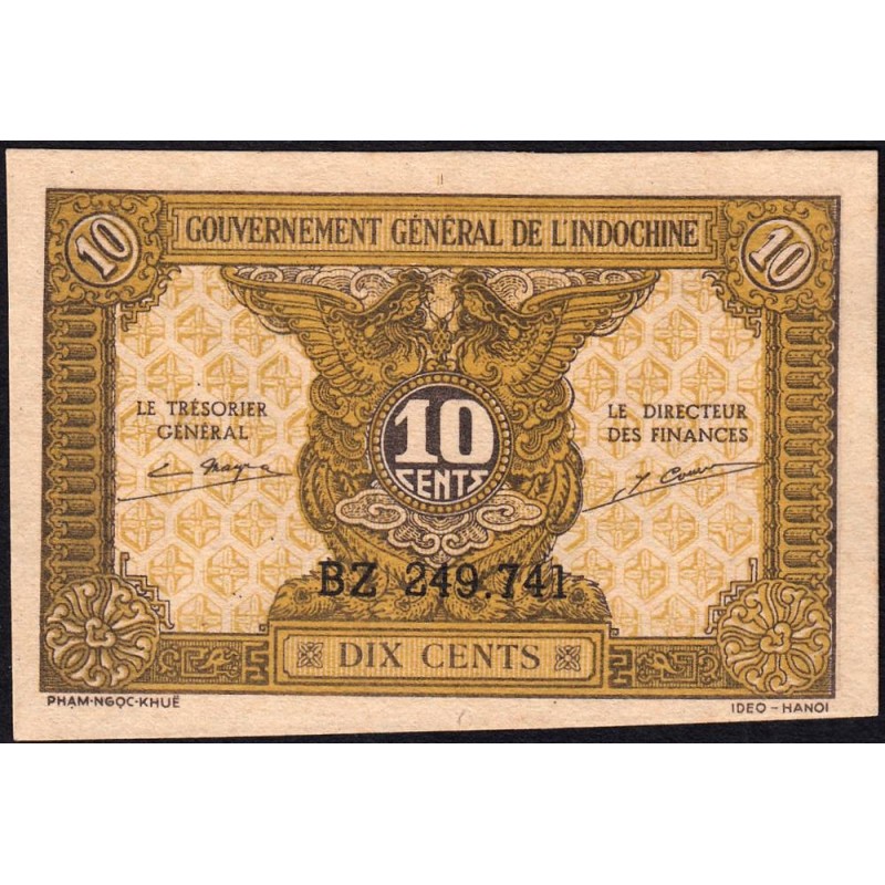 Indochine Française - Pick 89a_2 - 10 cents - Série BZ - 1944 - Etat : NEUF