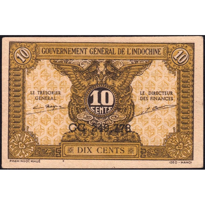 Indochine Française - Pick 89a_2 - 10 cents - Série CC - 1944 - Etat : SPL