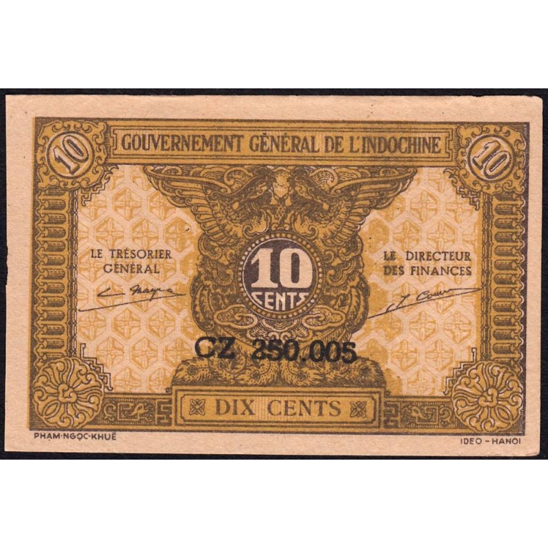 Indochine Française - Pick 89a_2 - 10 cents - Série CZ - 1944 - Etat : SPL
