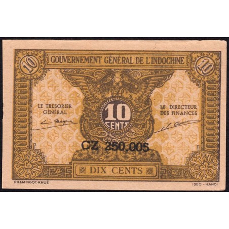 Indochine Française - Pick 89a_2 - 10 cents - Série CZ - 1944 - Etat : SPL