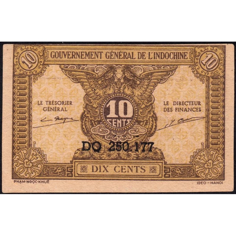 Indochine Française - Pick 89a_2 - 10 cents - Série DQ - 1944 - Etat : pr.NEUF