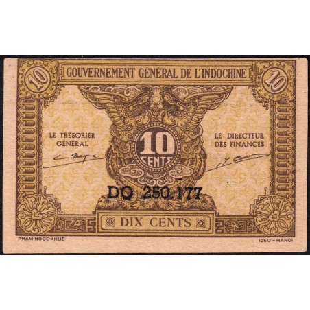 Indochine Française - Pick 89a_2 - 10 cents - Série DQ - 1944 - Etat : pr.NEUF