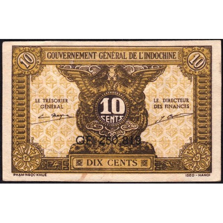 Indochine Française - Pick 89a_2 - 10 cents - Série GF - 1944 - Etat : TTB