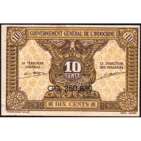 Indochine Française - Pick 89a_2 - 10 cents - Série GG - 1944 - Etat : TTB
