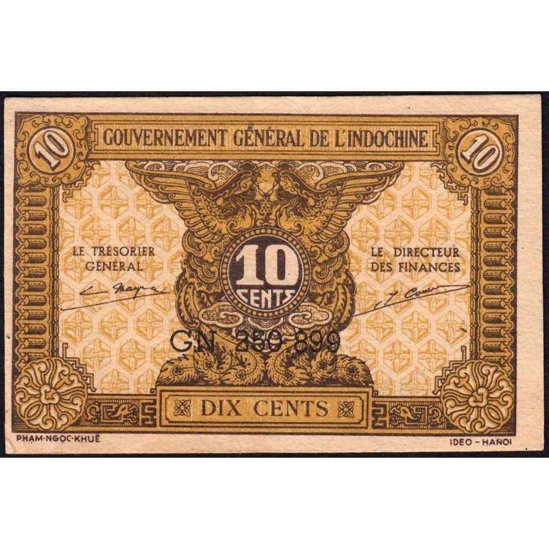 Indochine Française - Pick 89a_2 - 10 cents - Série GN - 1944 - Etat : SUP