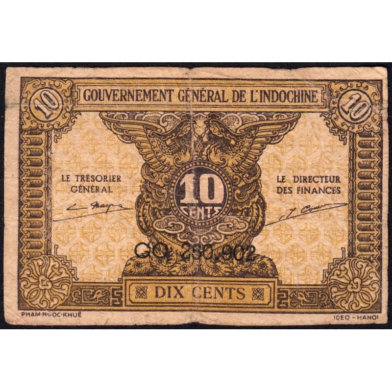 Indochine Française - Pick 89a_2 - 10 cents - Série GO - 1944 - Etat : B+