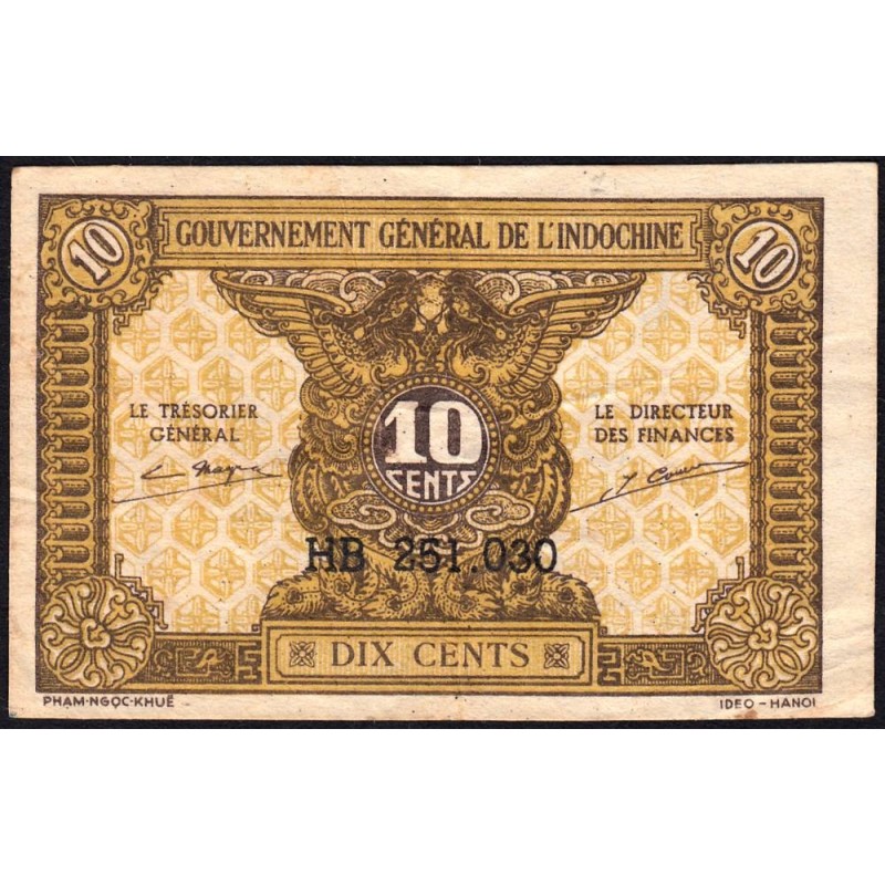 Indochine Française - Pick 89a_2 - 10 cents - Série HB - 1944 - Etat : TB+