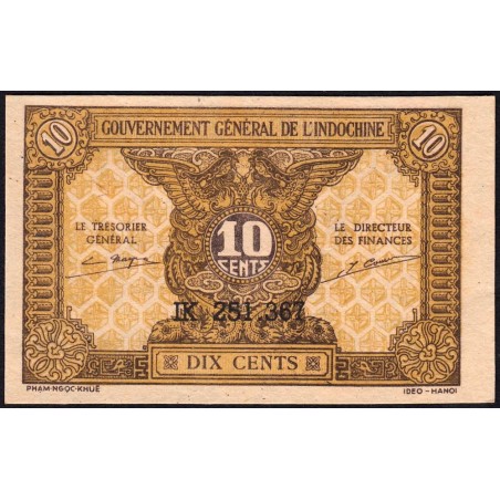 Indochine Française - Pick 89a_2 - 10 cents - Série IK - 1944 - Etat : SPL