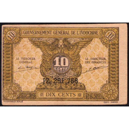 Indochine Française - Pick 89a_2 - 10 cents - Série JZ - 1944 - Etat : SUP
