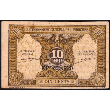Indochine Française - Pick 89a_2 - 10 cents - Série KP - 1944 - Etat : TB+
