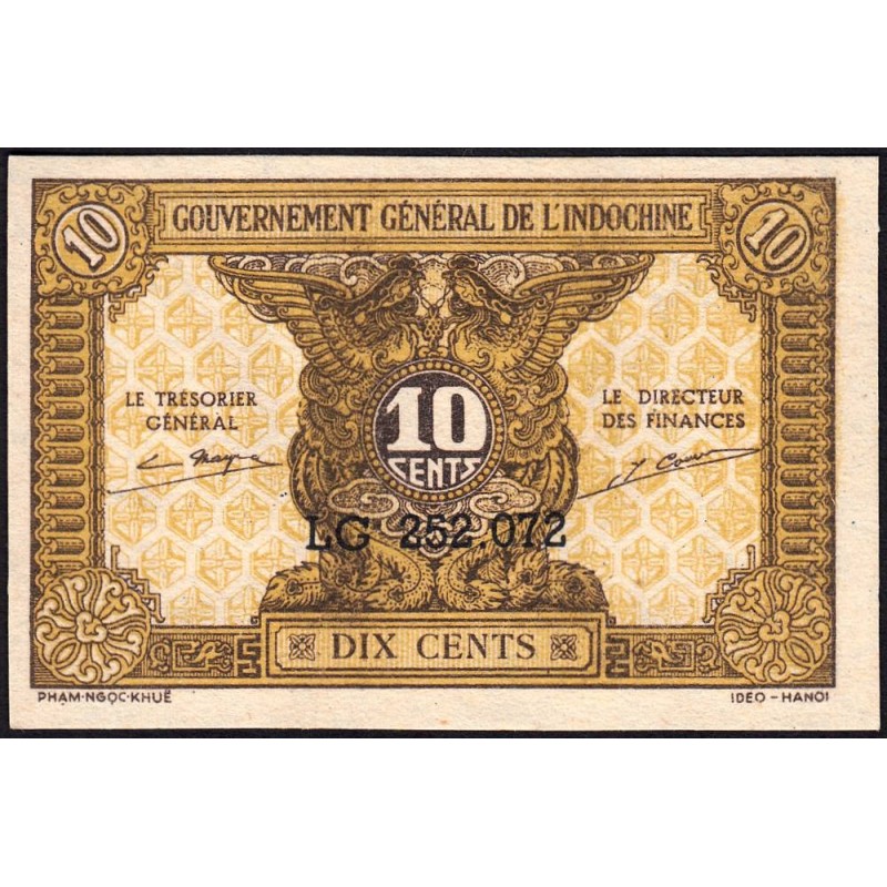 Indochine Française - Pick 89a_2 - 10 cents - Série LG - 1944 - Etat : NEUF