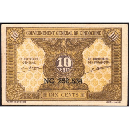 Indochine Française - Pick 89a_2 - 10 cents - Série NC - 1944 - Etat : SPL+