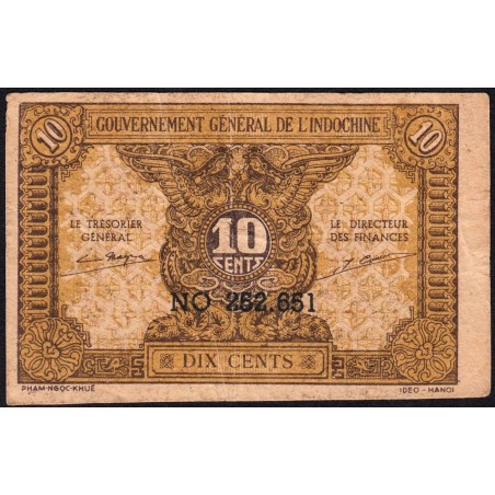 Indochine Française - Pick 89a_2 - 10 cents - Série NO - 1944 - Etat : TB