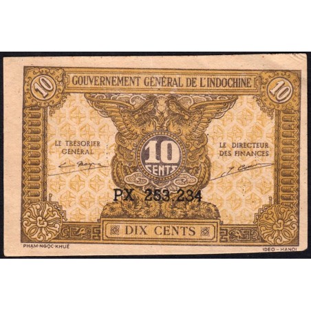 Indochine Française - Pick 89a_2 - 10 cents - Série PX - 1944 - Etat : TTB