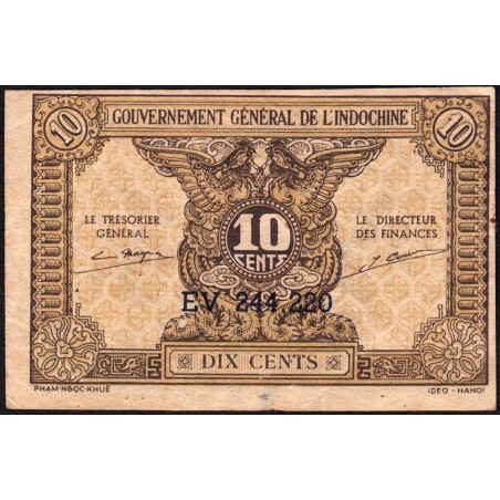 Indochine Française - Pick 89a_1 - 10 cents - Série EV - 1944 - Etat : TTB