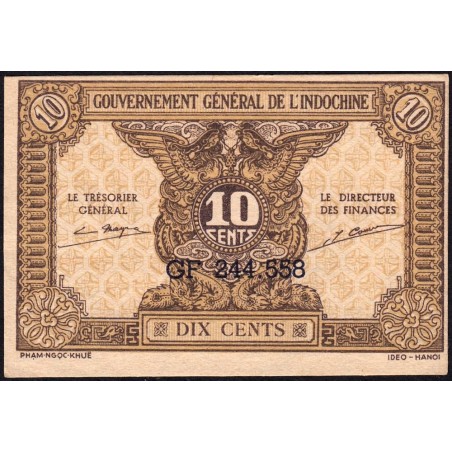 Indochine Française - Pick 89a_1 - 10 cents - Série GF - 1944 - Etat : SUP