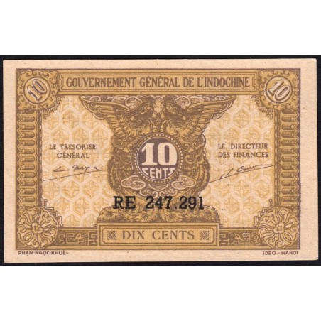 Indochine Française - Pick 89a_1 - 10 cents - Série RE - 1944 - Etat : pr.NEUF