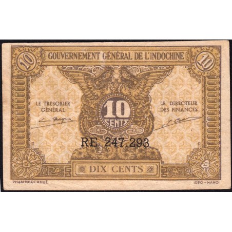 Indochine Française - Pick 89a_1 - 10 cents - Série RE - 1944 - Etat : TTB
