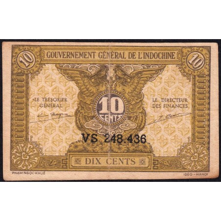 Indochine Française - Pick 89a_1 - 10 cents - Série VS - 1944 - Etat : TTB-