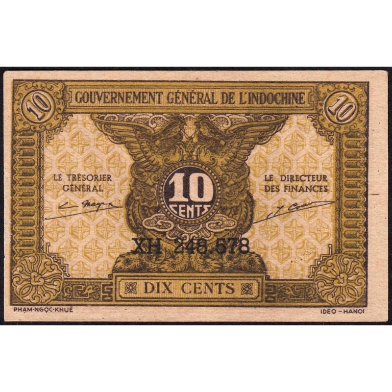 Indochine Française - Pick 89a_1 - 10 cents - Série XH - 1944 - Etat : pr.NEUF