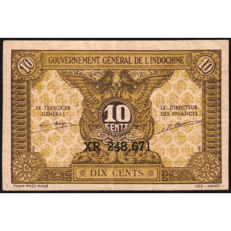 Indochine Française - Pick 89a_1 - 10 cents - Série XR - 1944 - Etat : TTB