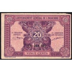 Indochine Française - Pick 90 - 20 cents - Série GX - 1944 - Etat : TTB