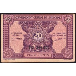 Indochine Française - Pick 90 - 20 cents - Série HZ - 1944 - Etat : SUP