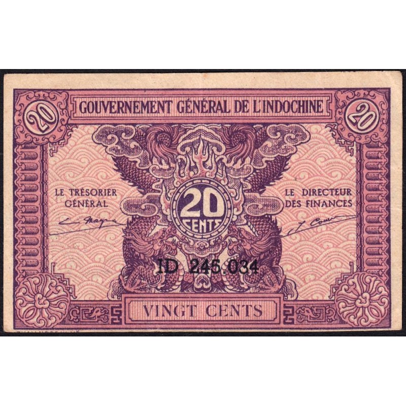 Indochine Française - Pick 90 - 20 cents - Série ID - 1944 - Etat : TTB+