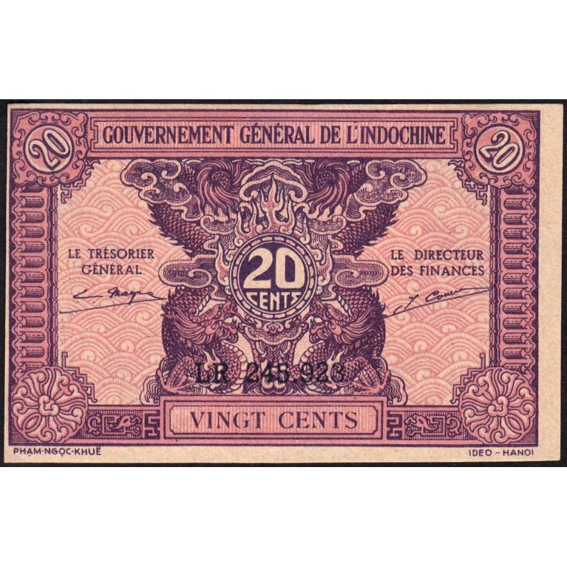 Indochine Française - Pick 90 - 20 cents - Série LR - 1944 - Etat : NEUF