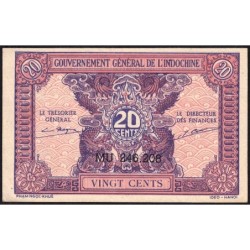 Indochine Française - Pick 90 - 20 cents - Série MU - 1944 - Etat : SUP
