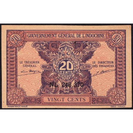 Indochine Française - Pick 90 - 20 cents - Série NL - 1944 - Etat : SPL