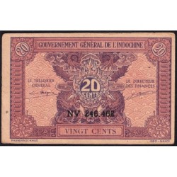 Indochine Française - Pick 90 - 20 cents - Série NV - 1944 - Etat : TTB+