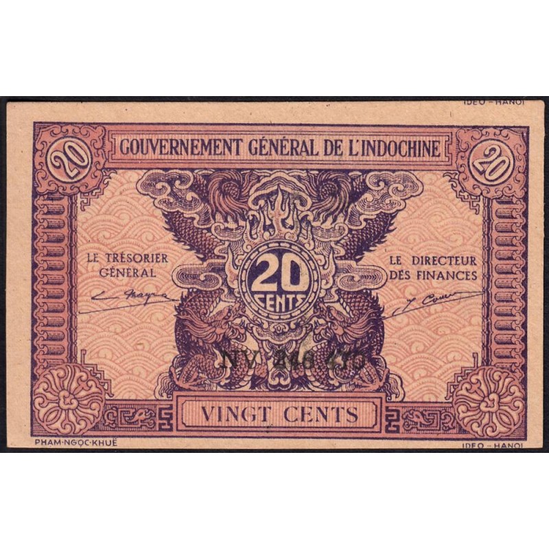 Indochine Française - Pick 90 - 20 cents - Série NV - 1944 - Etat : NEUF