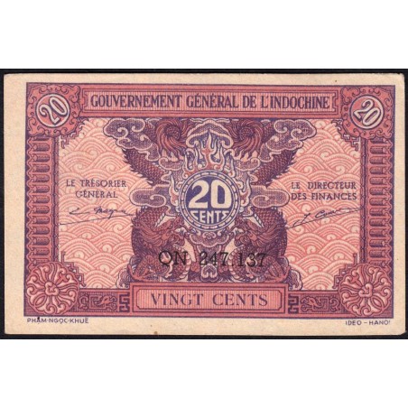 Indochine Française - Pick 90 - 20 cents - Série QN - 1944 - Etat : SPL