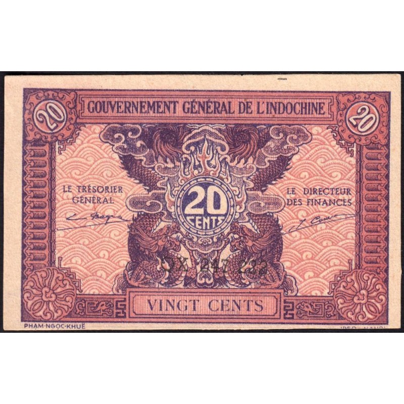 Indochine Française - Pick 90 - 20 cents - Série QX - 1944 - Etat : NEUF
