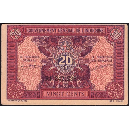Indochine Française - Pick 90 - 20 cents - Série RI - 1944 - Etat : pr.NEUF