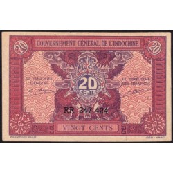 Indochine Française - Pick 90 - 20 cents - Série RR - 1944 - Etat : SUP