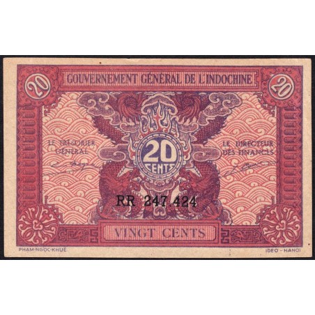 Indochine Française - Pick 90 - 20 cents - Série RR - 1944 - Etat : SUP