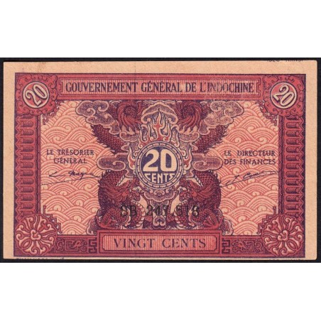 Indochine Française - Pick 90 - 20 cents - Série SB - 1944 - Etat : SPL