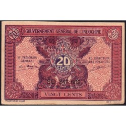Indochine Française - Pick 90 - 20 cents - Série SQ - 1944 - Etat : SUP+