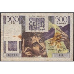 F 34-01 - 19/07/1945 - 500 francs - Chateaubriand - Série A.3 - Etat : TB-