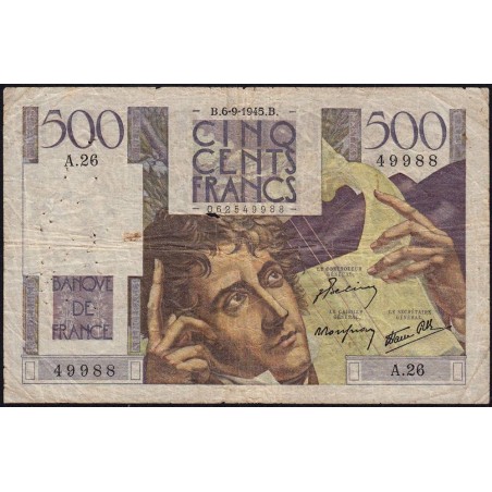 F 34-02 - 06/09/1945 - 500 francs - Chateaubriand - Série A.26 - Etat : TB-